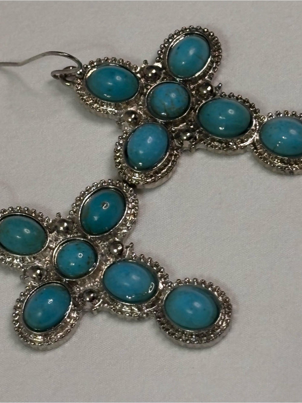 Source Unknown Turquoise Cross Drop Earrings - Picture 3 of 4
